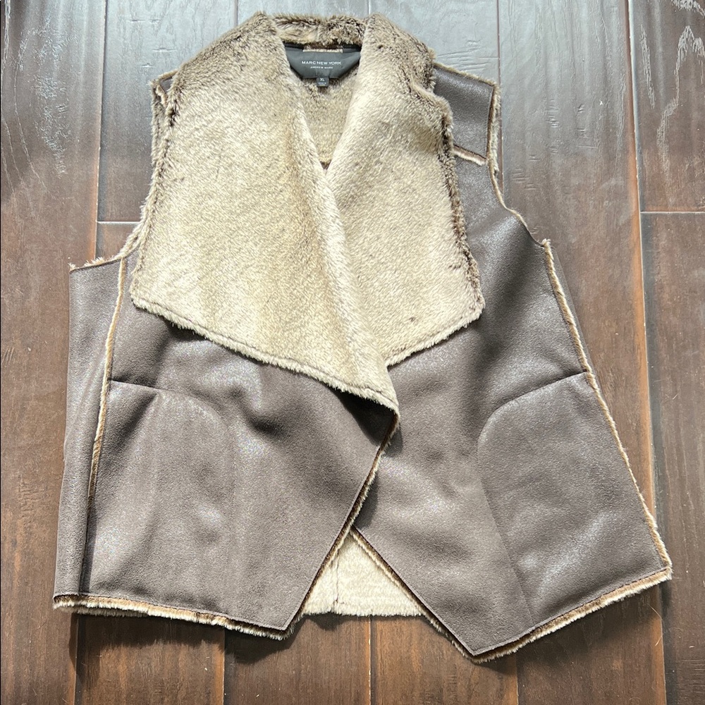 Marc New York Andrew Marc Faux Fur Draped Vest, size XL